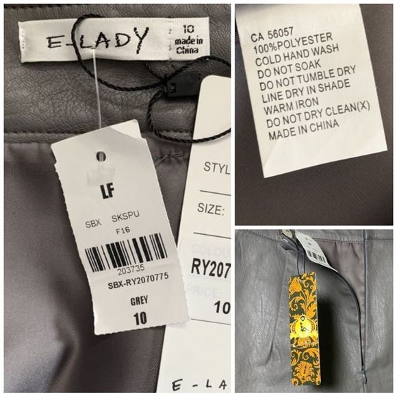 LF x E Lady Gray Faux Leather Mini Skirt Size AU 10 - Picture 5 of 6